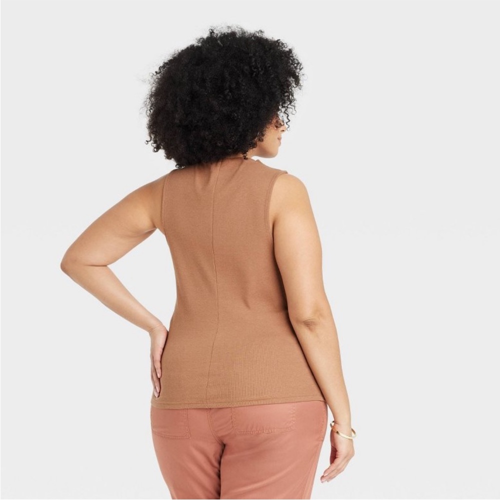A New Day slim fitted tan mock neck tank - Size 2X - Picture 3 of 8